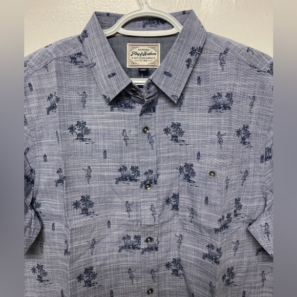 Flag & Anthem Mens Hawaii Shirt Button Up Adult Medium Navy Blue Lightweight NWT - Picture 9 of 13